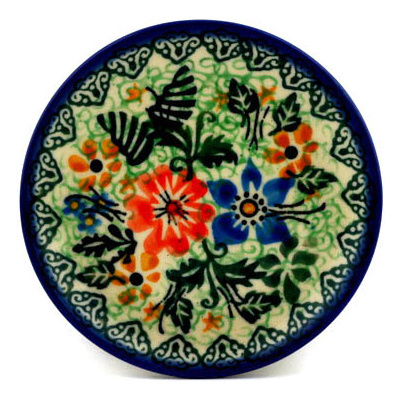 Polish Pottery Mini Plate, Coaster plate Spring Wreath UNIKAT
