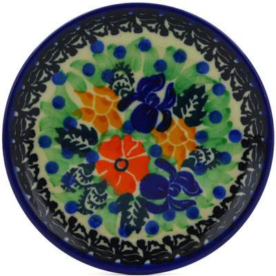 Polish Pottery Mini Plate, Coaster plate Springtime Iris UNIKAT