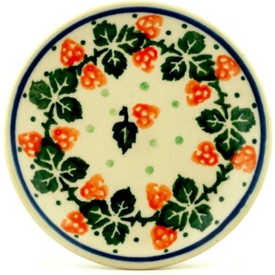 Polish Pottery Mini Plate, Coaster plate Strawberry Delight