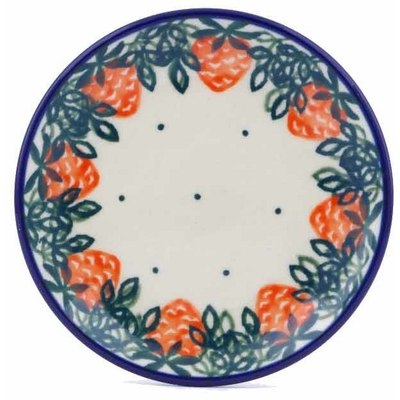Polish Pottery Mini Plate, Coaster plate Strwaberry Fever