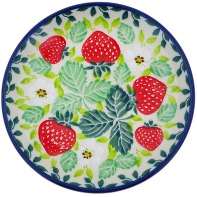 Polish Pottery Mini Plate, Coaster plate Summer Strawberry UNIKAT
