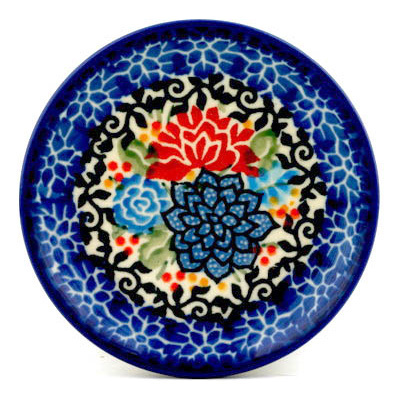 Polish Pottery Mini Plate, Coaster plate Summer Trellis UNIKAT