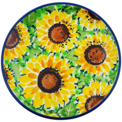 Polish Pottery Mini Plate, Coaster plate Sunflower Bliss UNIKAT