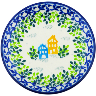 Polish Pottery Mini Plate, Coaster plate Sweet Little Village UNIKAT