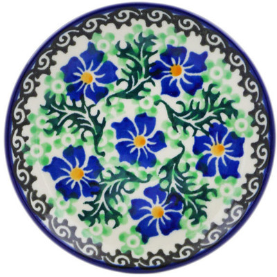 Polish Pottery Mini Plate, Coaster plate Swirling Emeralds