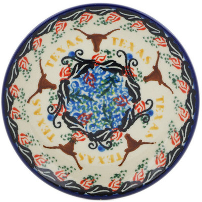 Polish Pottery Mini Plate, Coaster plate Texas Feast UNIKAT