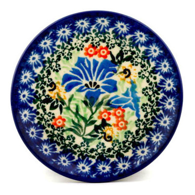 Polish Pottery Mini Plate, Coaster plate Trumpet Garden UNIKAT