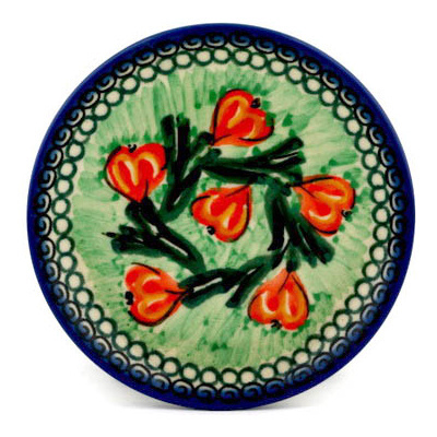 Polish Pottery Mini Plate, Coaster plate Tulip Wreath UNIKAT