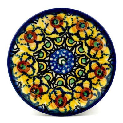 Polish Pottery Mini Plate, Coaster plate Turkish Flowers UNIKAT