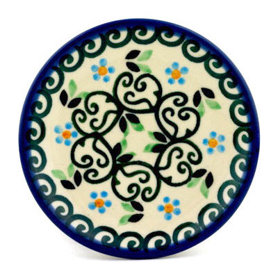 Polish Pottery Mini Plate, Coaster plate Vine Leaves UNIKAT