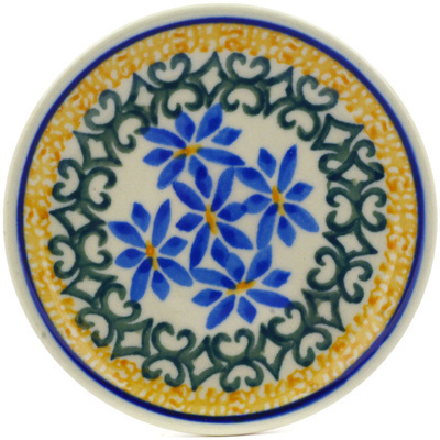 Polish Pottery Mini Plate, Coaster plate Water Asters