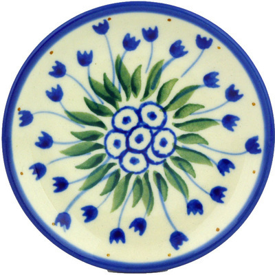 Polish Pottery Mini Plate, Coaster plate Water Tulip