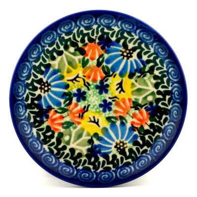 Polish Pottery Mini Plate, Coaster plate Wild Flower Lake UNIKAT