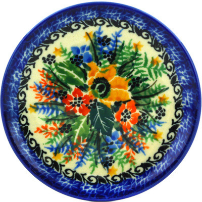 Polish Pottery Mini Plate, Coaster plate Wildflower Meadow UNIKAT