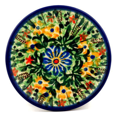 Polish Pottery Mini Plate, Coaster plate Wind Blown UNIKAT