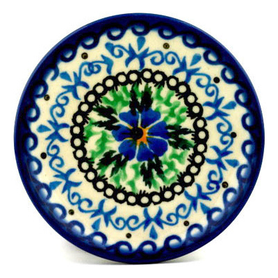 Polish Pottery Mini Plate, Coaster plate Winking Periwinkle UNIKAT