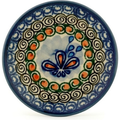 Polish Pottery Mini Plate, Coaster plate Winter Fan Fare UNIKAT