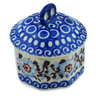 Polish Pottery Mini Pretzel Jar 3&quot; Brown And Blue Beauty UNIKAT