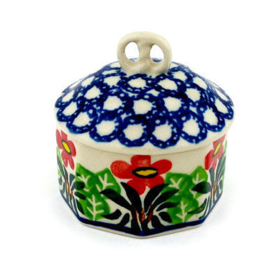 Polish Pottery Mini Pretzel Jar 3&quot; Buenos Dias