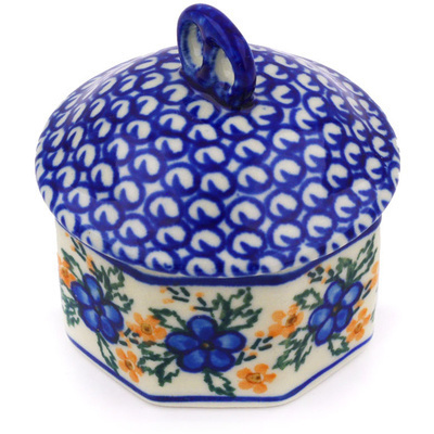 Polish Pottery Mini Pretzel Jar 3&quot; Cobblestone Garden