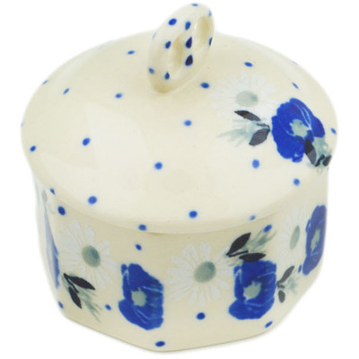 Polish Pottery Mini Pretzel Jar 3&quot; Daisy Crown