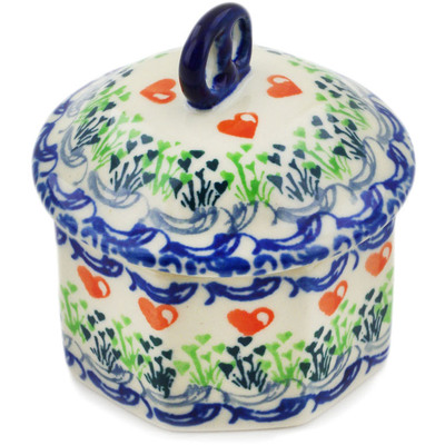 Polish Pottery Mini Pretzel Jar 3&quot; Heart Shaped Balloon