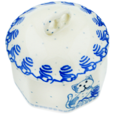 Polish Pottery Mini Pretzel Jar 3&quot; Kitten Play