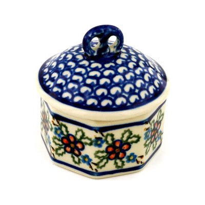Polish Pottery Mini Pretzel Jar 3&quot; Lancaster Rose