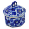 Polish Pottery Mini Pretzel Jar 3&quot; Misty Dragonfly