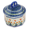 Polish Pottery Mini Pretzel Jar 3&quot; Peach Spring Daisy