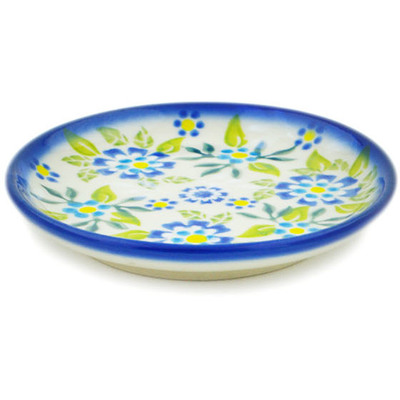 Polish Pottery Mini Saucer 4&quot; Forget-me-not Field