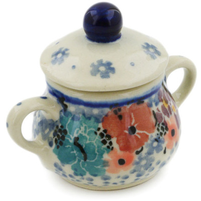 Polish Pottery Mini Sugar Bowl 2&quot; Autumn Bunch UNIKAT