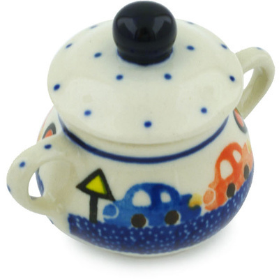 Polish Pottery Mini Sugar Bowl 2&quot; Cars