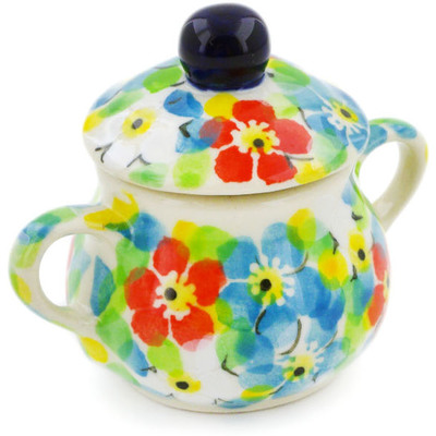 Polish Pottery Mini Sugar Bowl 2&quot; Colorful Dizziness UNIKAT