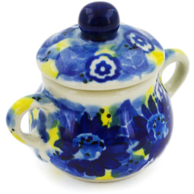 Polish Pottery Mini Sugar Bowl 2&quot; Deep Blue UNIKAT