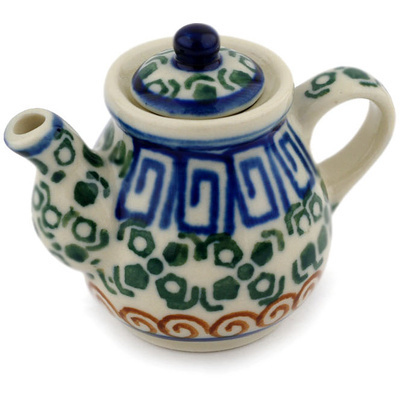 Polish Pottery Mini Tea Pot 2&quot; Grecian Sea