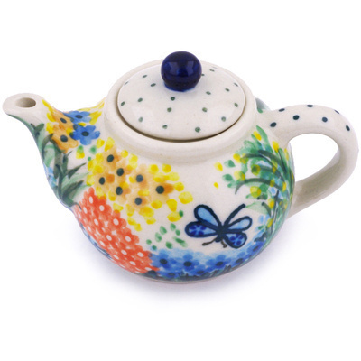 Polish Pottery Mini Tea Pot 3&quot; Garden Delight UNIKAT