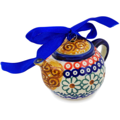 Polish Pottery Mini Tea Pot 4&quot; October Leaves UNIKAT