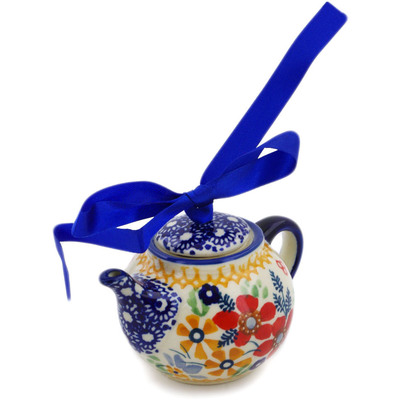 Polish Pottery Mini Tea Pot 4&quot; Summer Bouquet UNIKAT