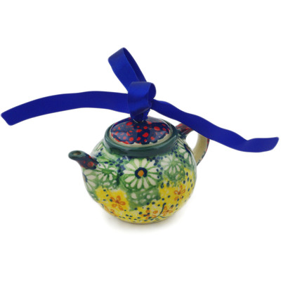 Polish Pottery Mini Tea Pot 4&quot; Sunshine Grotto UNIKAT