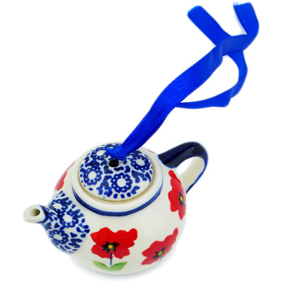 Polish Pottery Mini Tea Pot 4&quot; Wind-blown Poppies