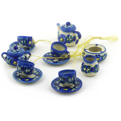 Polish Pottery Mini Tea Set 16&quot; UNIKAT