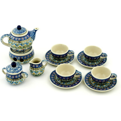 Polish Pottery Mini Tea Set 3&quot; Floral Medley