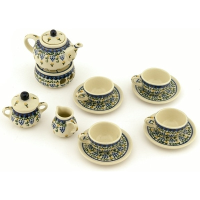 Polish Pottery Mini Tea Set 3&quot; Summer Grapes