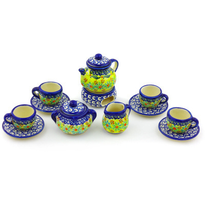 Polish Pottery Mini Tea Set 3&quot; Sunshine Blooms