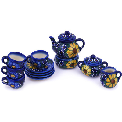 Polish Pottery Mini Tea Set 3&quot; UNIKAT