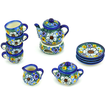 Polish Pottery Mini Tea Set 3&quot; UNIKAT