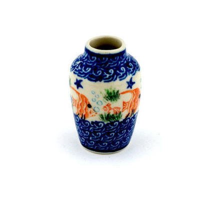 Polish Pottery Mini Vase 2&quot; Angel Fish