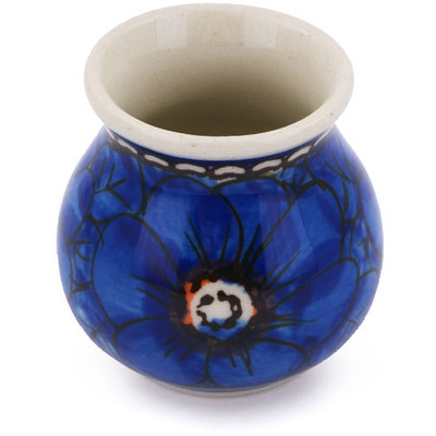 Polish Pottery Mini Vase 2&quot; Cobalt Poppies UNIKAT