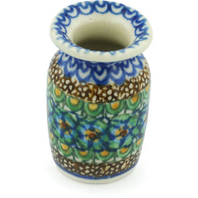 Polish Pottery Mini Vase 2&quot; Mardi Gras UNIKAT